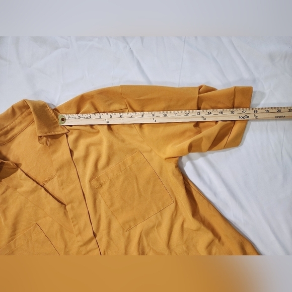 Shein Curve Patched Pocket Drop Shoulder V Neck Casual Blouse Top XL - Picture 5 of 9